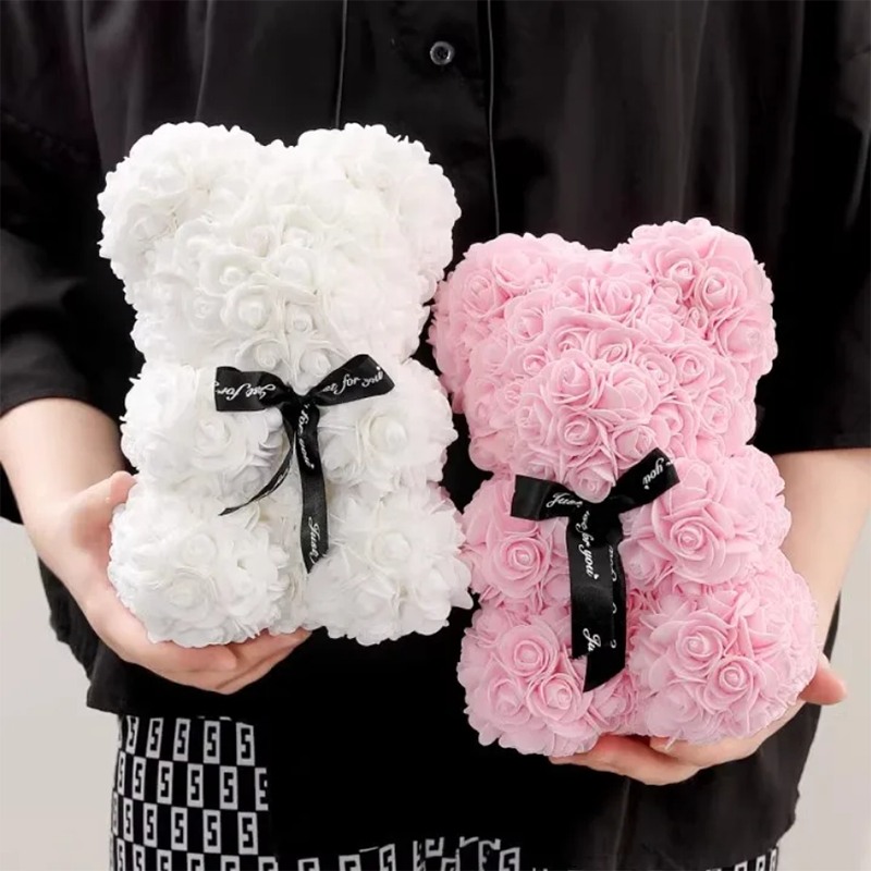 25cm Artificial Flowers Rose Bear Girlfriend Anniversary Gift