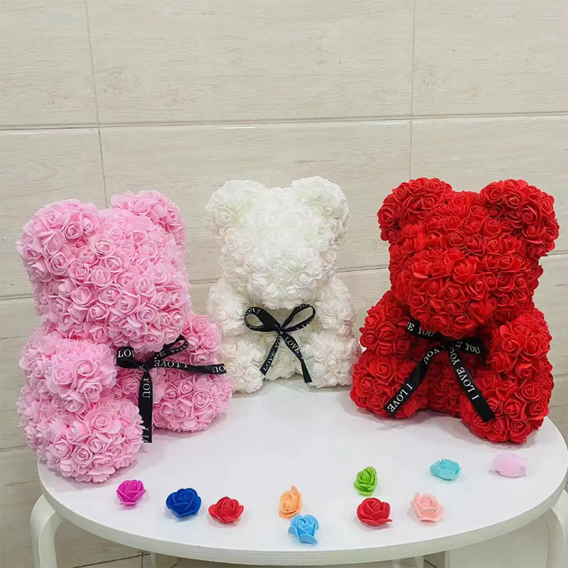 25cm Artificial Flowers Rose Bear Girlfriend Anniversary Gift