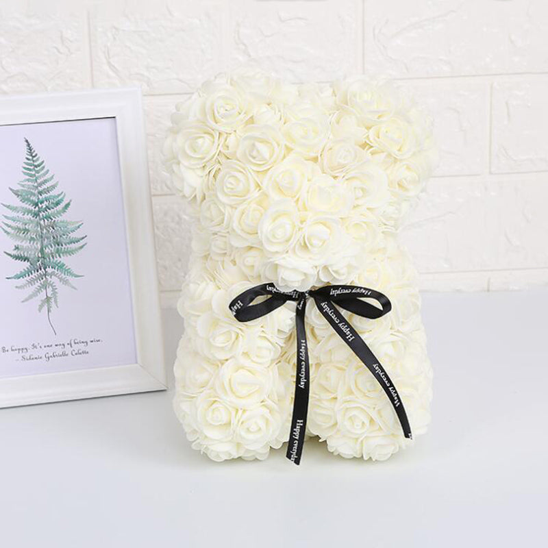 25cm Artificial Flowers Rose Bear Girlfriend Anniversary Gift