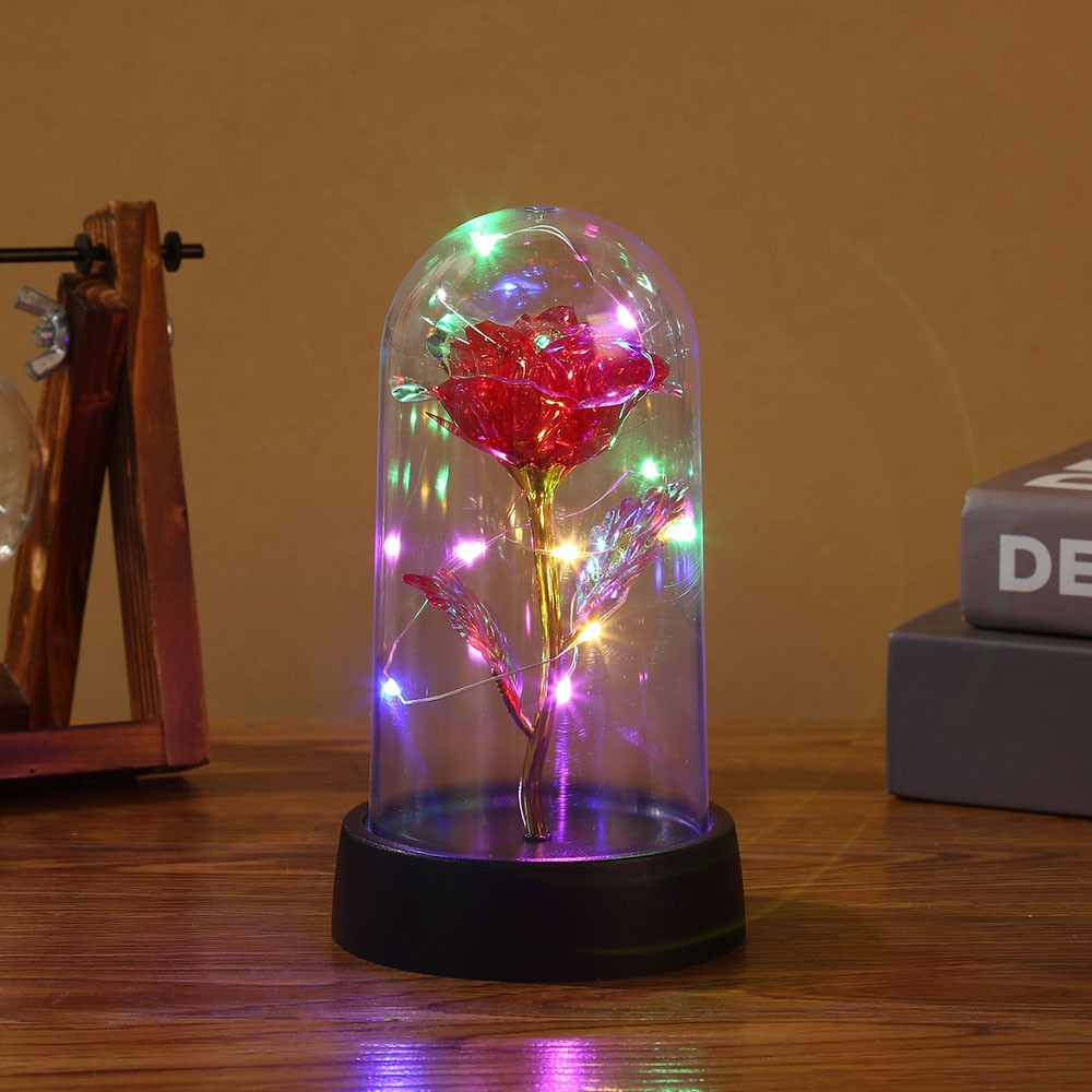 LED Enchanted Galaxy Rose with Fairy Lights in Dome
