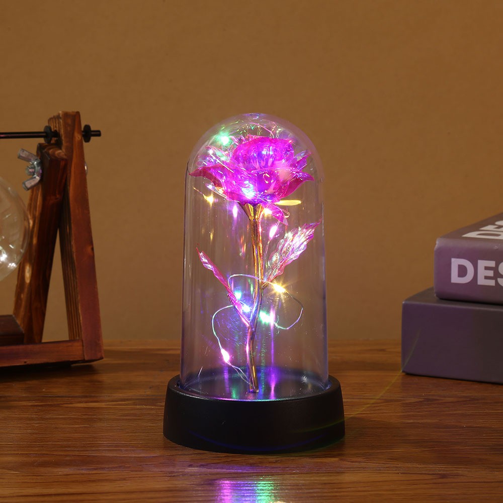 LED Enchanted Galaxy Rose with Fairy Lights in Dome