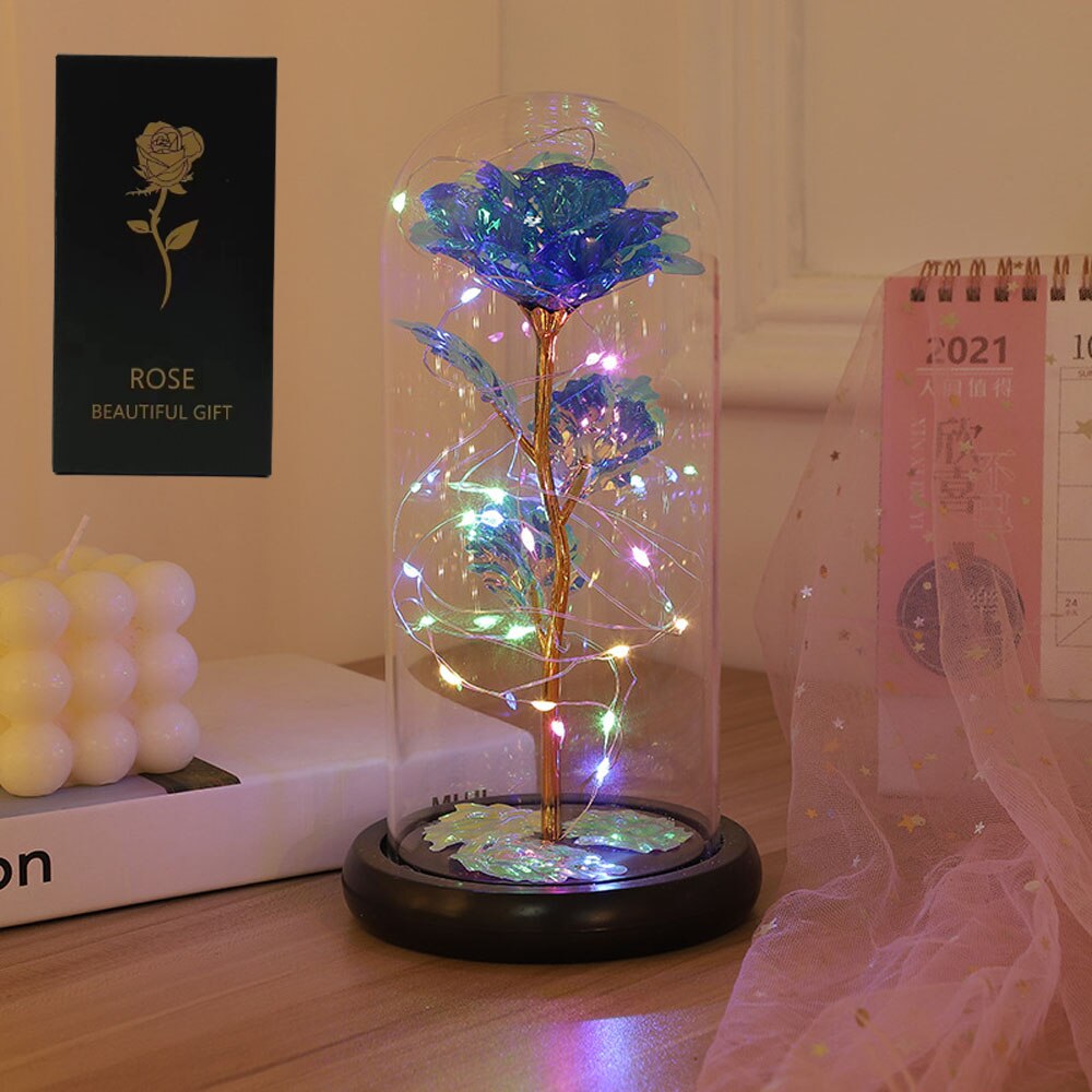 LED Enchanted Galaxy Rose with Fairy Lights in Dome