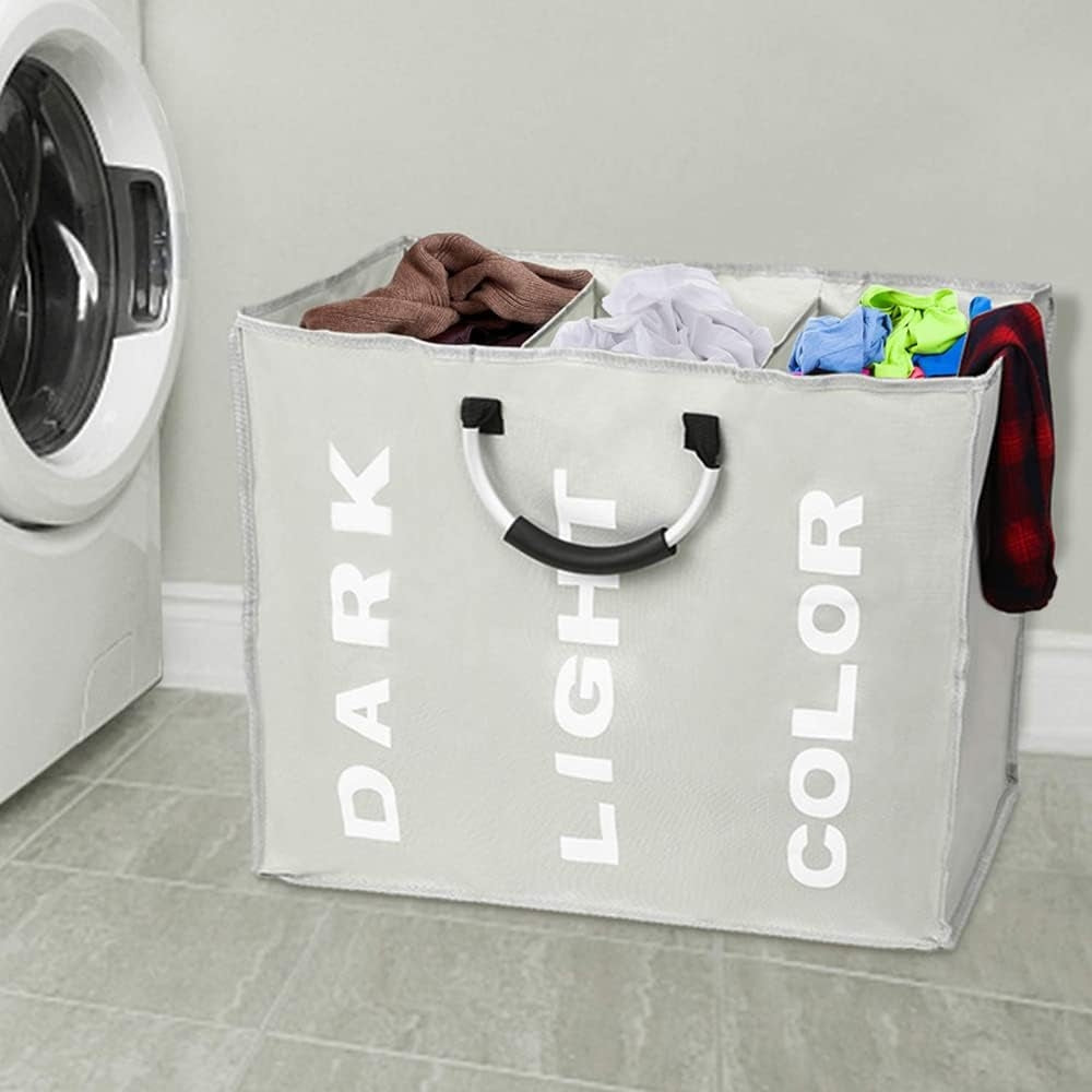 3 Grid Foldable Laundry Basket Bag Dirty Laundry Basket