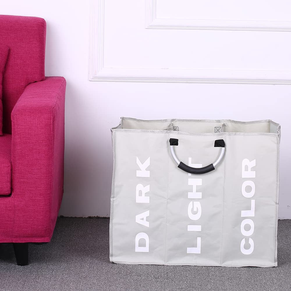 3 Grid Foldable Laundry Basket Bag Dirty Laundry Basket