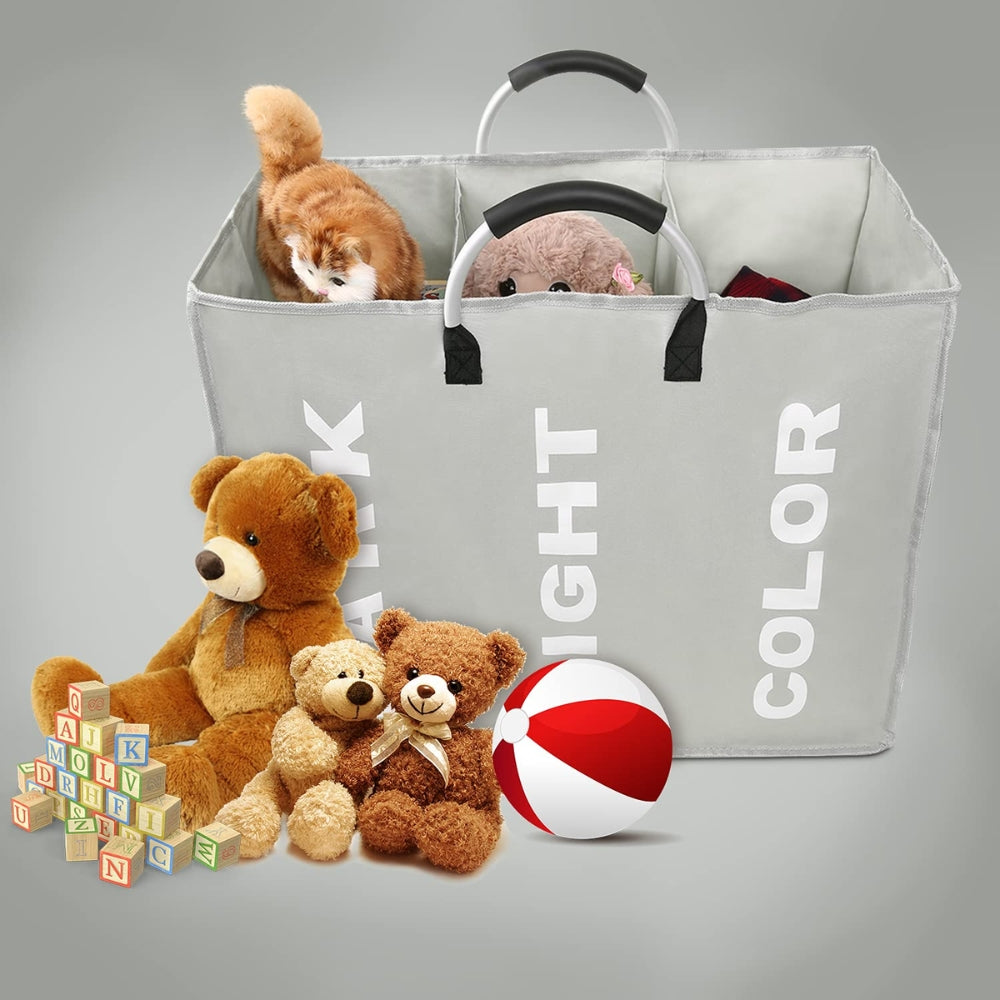 3 Grid Foldable Laundry Basket Bag Dirty Laundry Basket