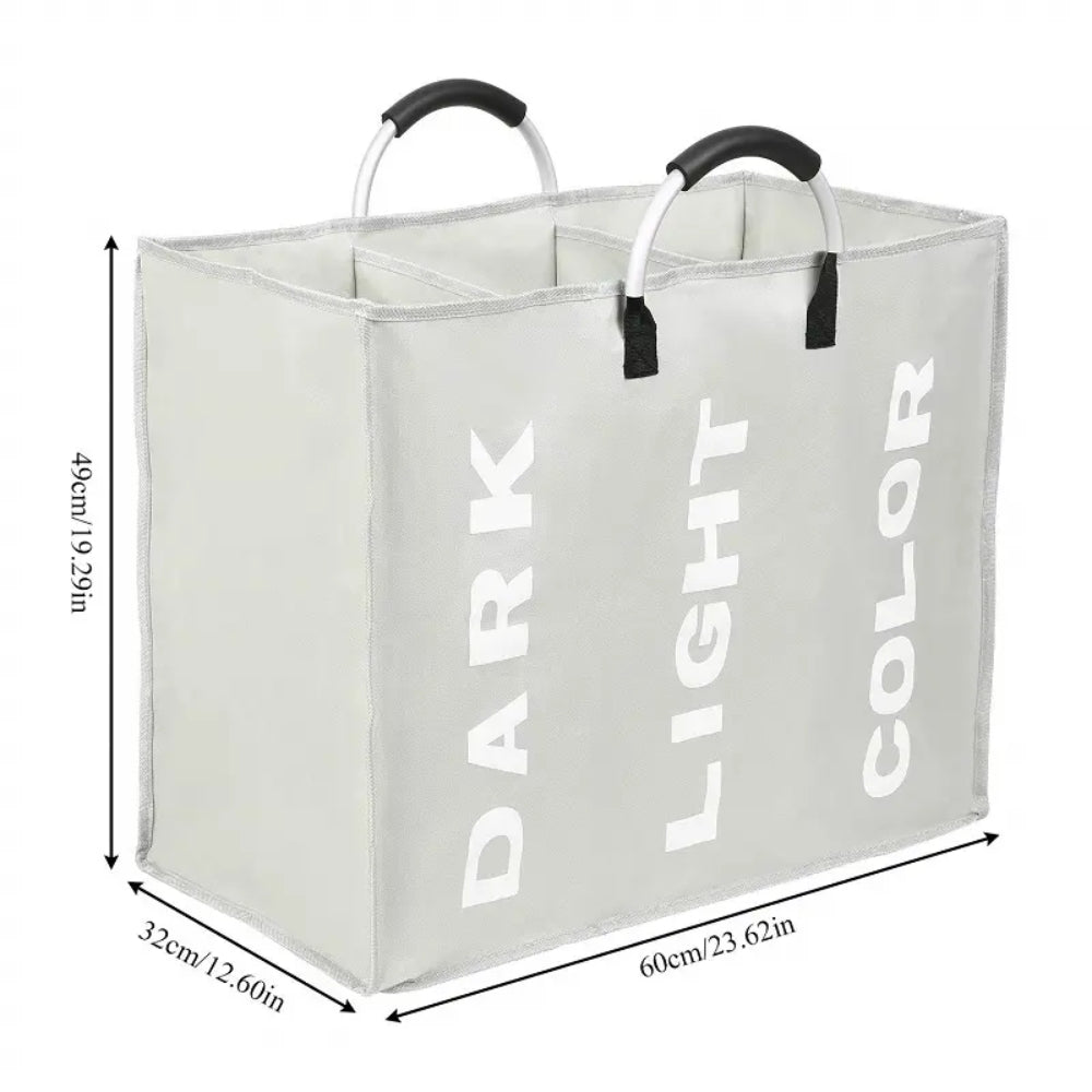 3 Grid Foldable Laundry Basket Bag Dirty Laundry Basket