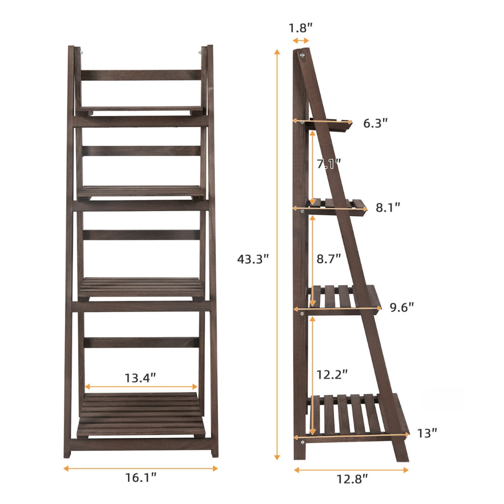 4 Tier Plant Stand Flower Display Stand Folding Wooden Ladder Storage Rack
