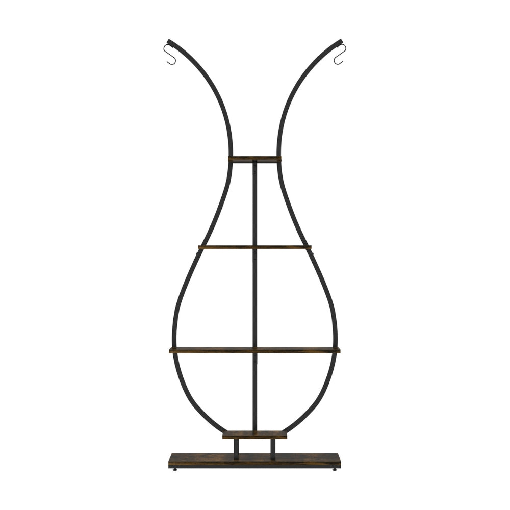 Vase Shape Tall Planter Display RackGarden Plant Stand with 5 Tiers and Hangers