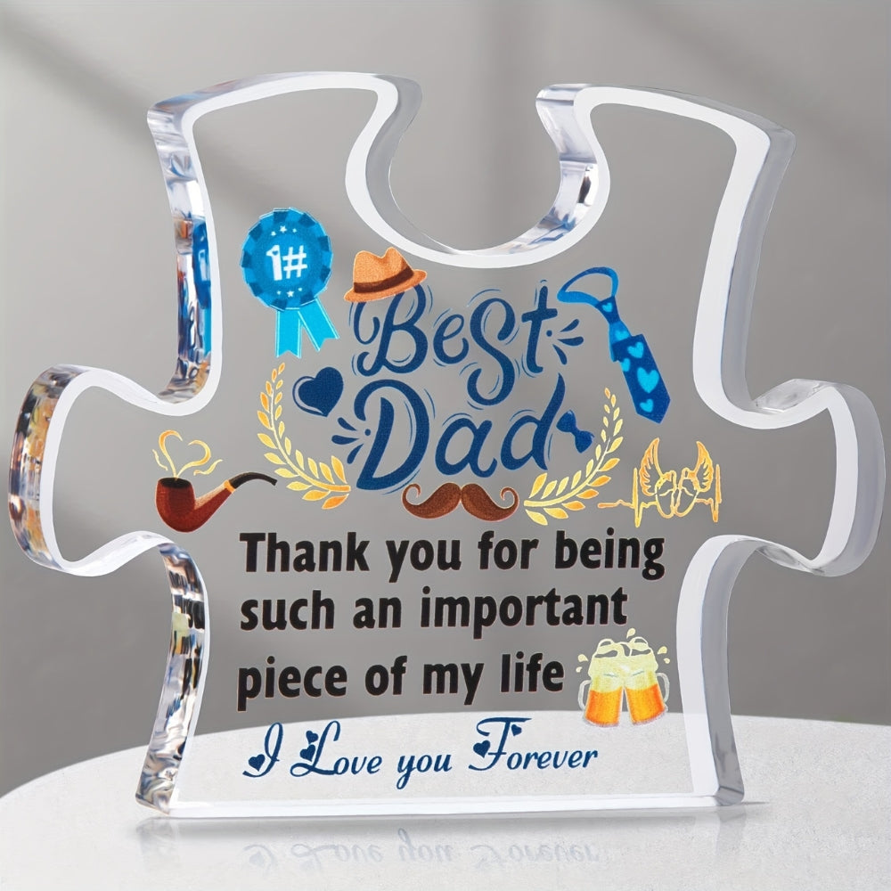 Best Dad Acrylic Puzzle Decoration Gifts for Dad Plaque Stand Home Decoration