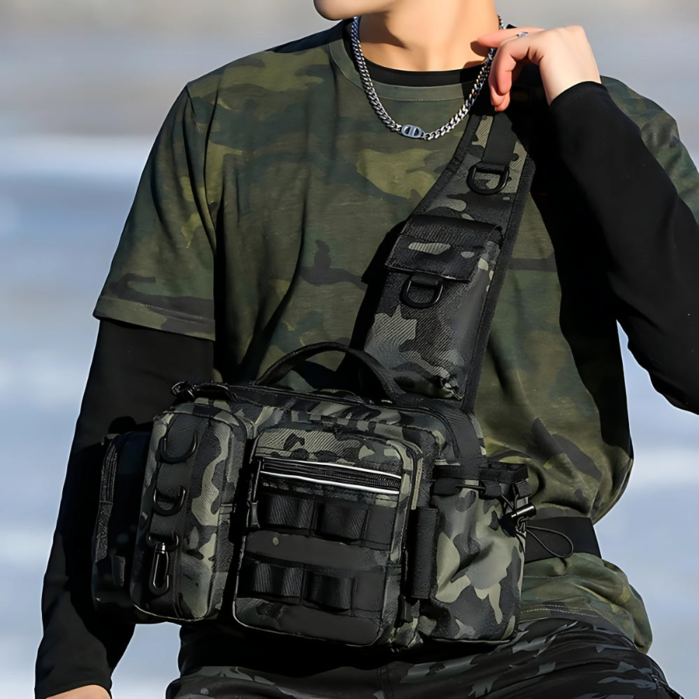 Fishing Tackle Backpack with Rod Holder and Gear Storage