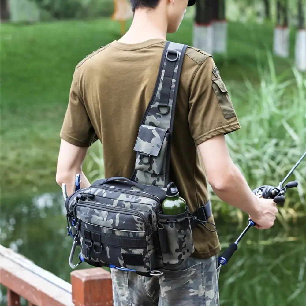 Fishing Tackle Backpack with Rod Holder and Gear Storage
