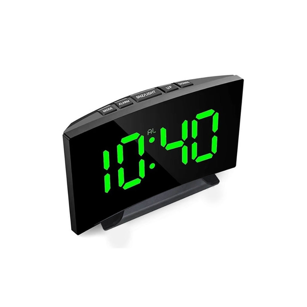 Electronic LED Digital Alarm Clock with Large Display and Mirror Design