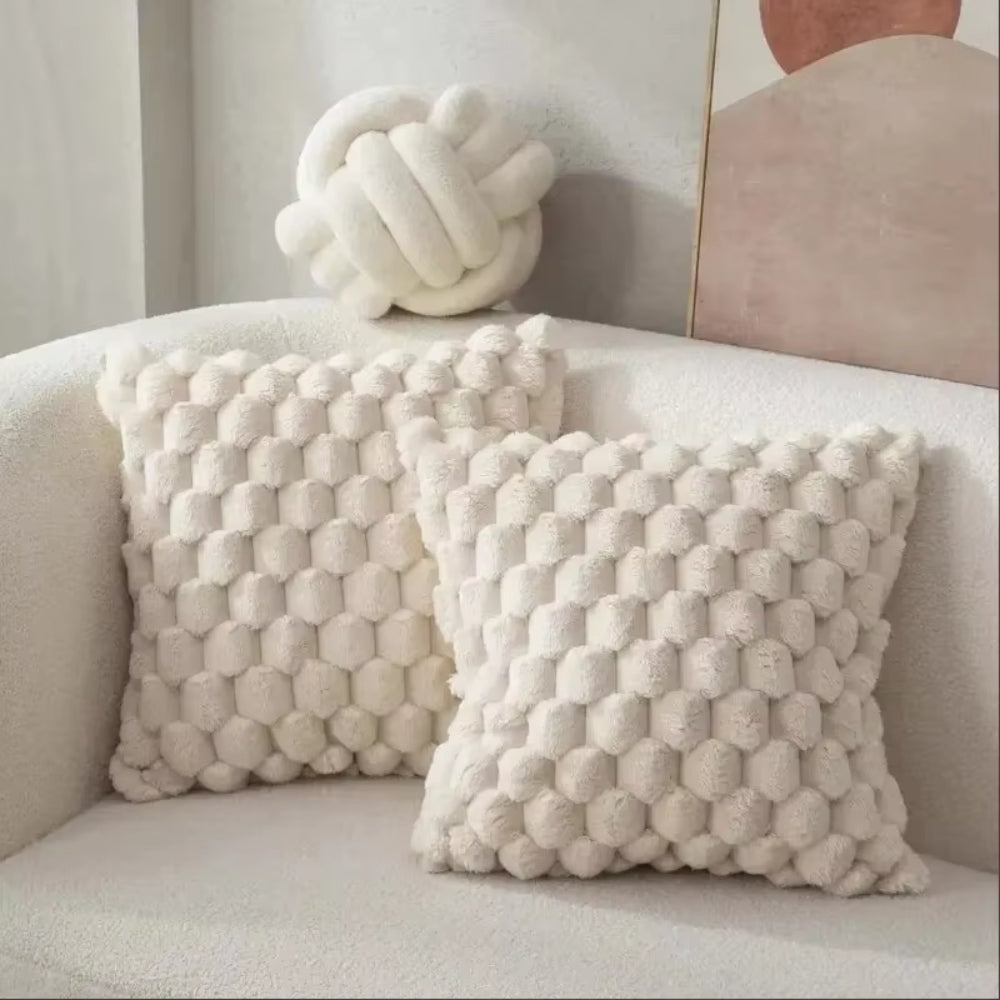 3D Soft Plush Turtle Pineapple Grid Throw Pillowcase