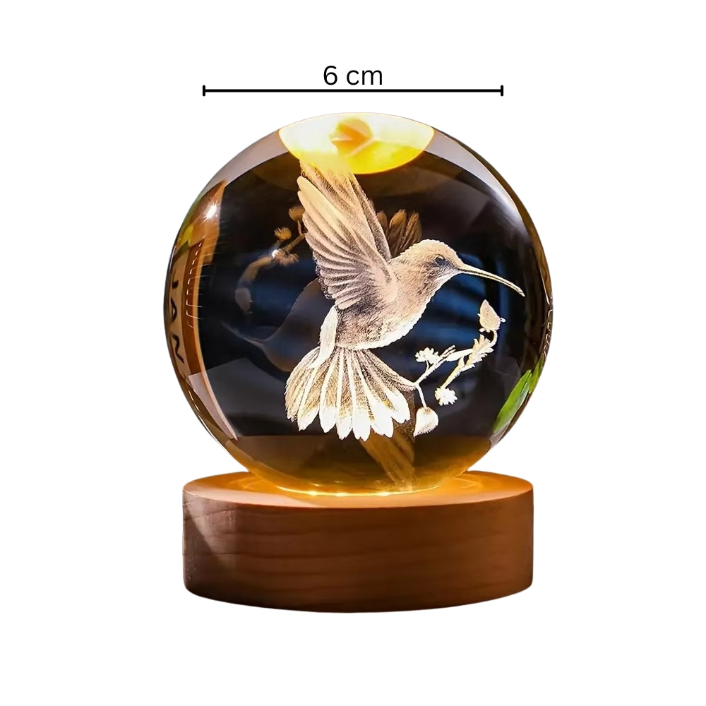 3D Hummingbird Crystal Ball Laser Engraved Home Decoration
