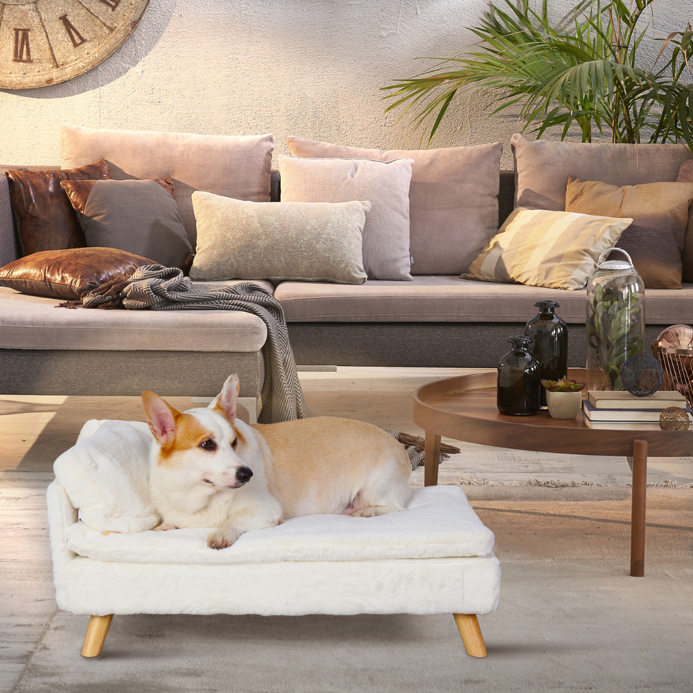 Elevated Pet Bed Nordic Pet Stool Bed with Waterproof Cozy Pad