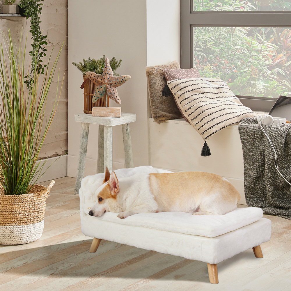 Elevated Pet Bed Nordic Pet Stool Bed with Waterproof Cozy Pad