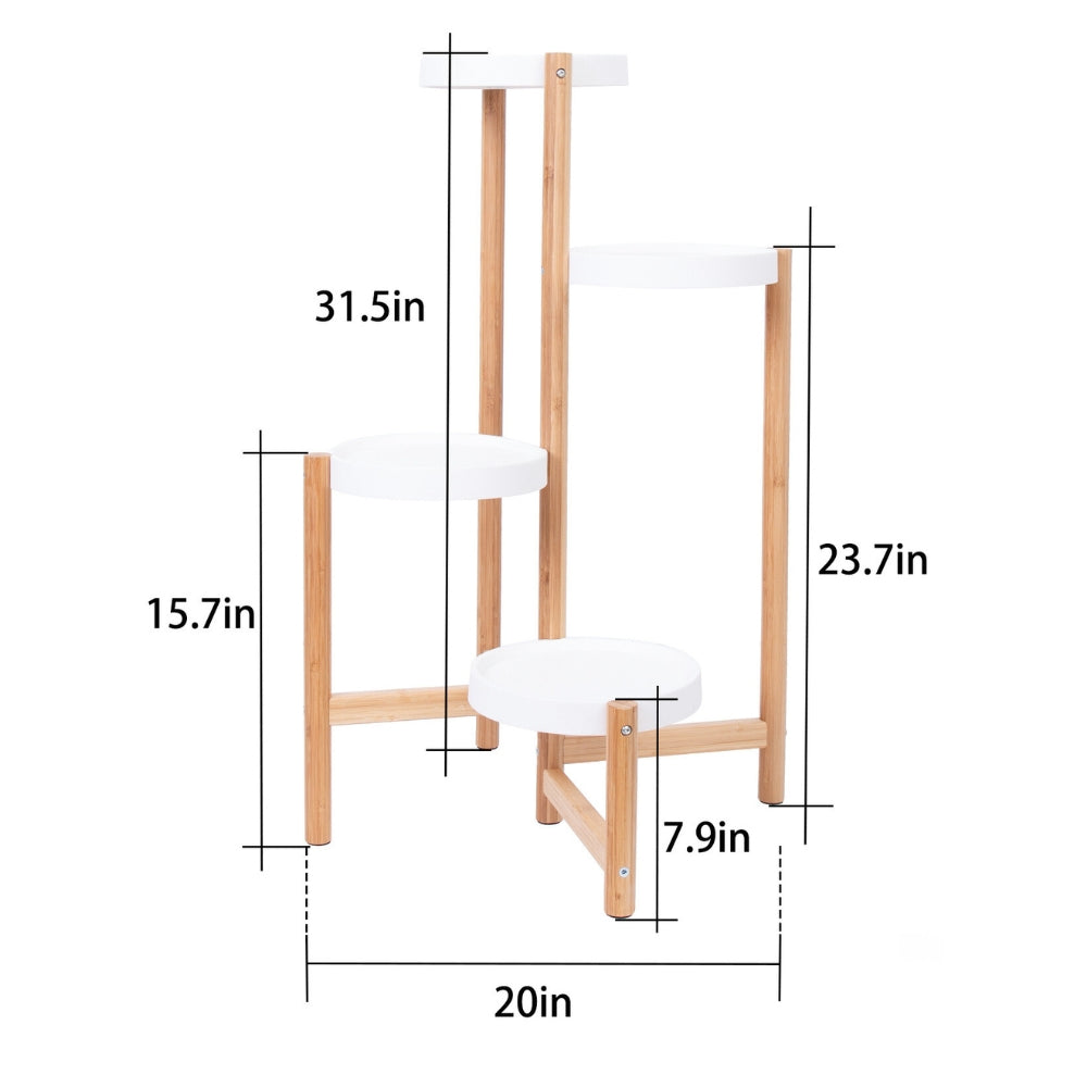 4 Tier Plant Shelf Stand Bamboo Plant Pot Holder Tall Flower Stand Rack