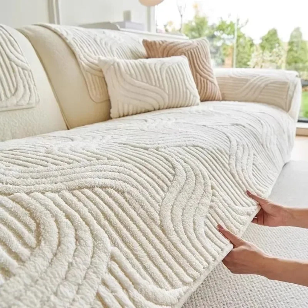 Autumn and Winter Straight Row Non-slip Cushion Cover Thickened Plush Sofa Cushion