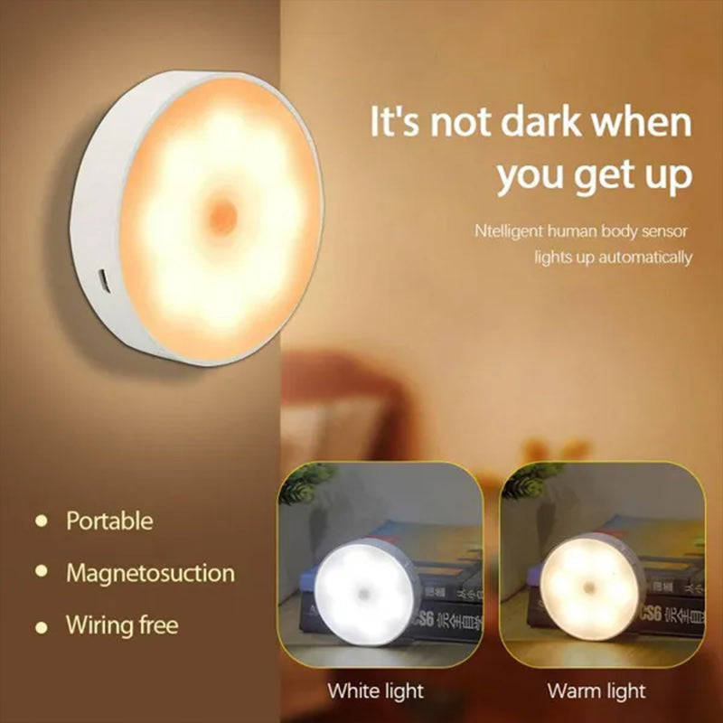 PIR Motion Sensor LED USB Rechargeable Night Lamp